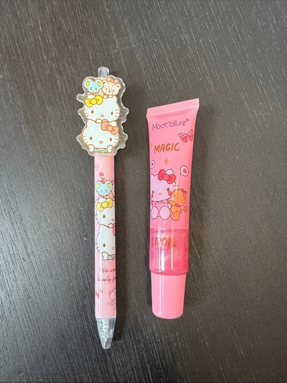 Hello Kitty Plush Hat and Pink Stationery Gift Set